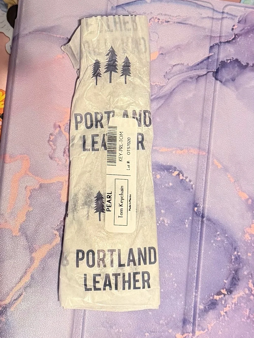 Portland Leather Silver Gray Cat Leather Key Charm with Brass Clasp
